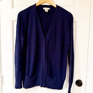 Orvis Navy Wool-Cotton-Cashmere Blend Cardigan - XL